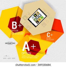Abstract info banner with options, geometric paper style. Vector illustration