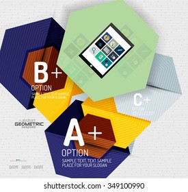 Abstract info banner with options, geometric paper style. Vector illustration