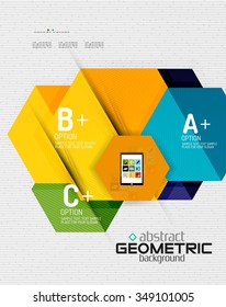 Abstract info banner with options, geometric paper style. Vector illustration
