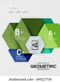 Abstract info banner with options, geometric paper style. Vector illustration