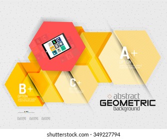 Abstract info banner with options, geometric paper style. Vector illustration