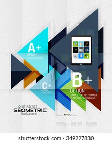 Pancarta de información abstracta con opciones, estilo de papel geométrico. Ilustración del vector
