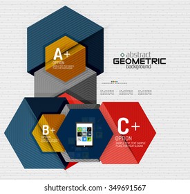 Pancarta de información abstracta con opciones, estilo de papel geométrico. Ilustración del vector