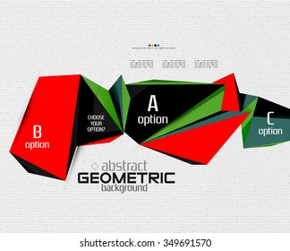 Abstract info banner with options, geometric paper style. Vector illustration