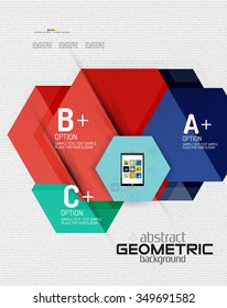 Banner de informações abstratas com opções, estilo de papel geométrico. Ilustração vetorial