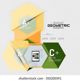 Abstract info banner with options, geometric paper style. Vector illustration