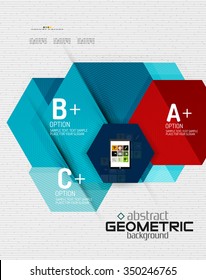 Abstract info banner with options, geometric paper style. Vector illustration