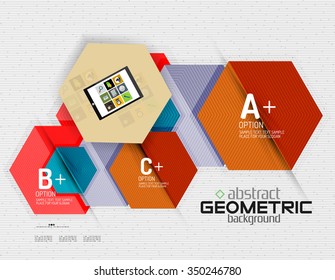 Abstract info banner with options, geometric paper style. Vector illustration
