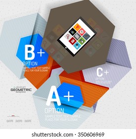 Pancarta de información abstracta con opciones, estilo de papel geométrico. Ilustración del vector