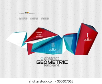 Pancarta de información abstracta con opciones, estilo de papel geométrico. Ilustración del vector