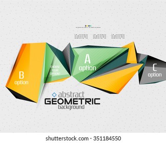 Abstract info banner with options, geometric paper style. Vector illustration
