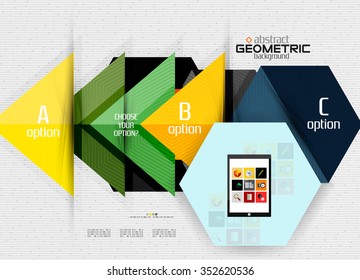 Abstrakter Info-Banner mit Optionen, geometrischer Papierstil. Vektorgrafik