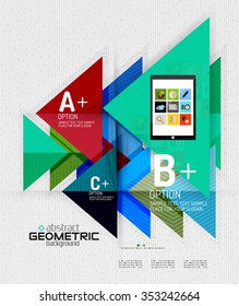Abstract info banner with options, geometric paper style. Vector illustration