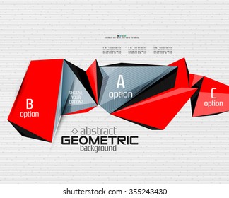 Abstrakter Info-Banner mit Optionen, geometrischer Papierstil. Vektorgrafik