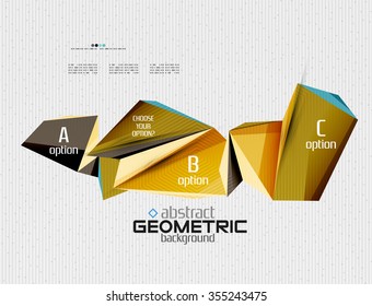 Abstract info banner with options, geometric paper style. Vector illustration