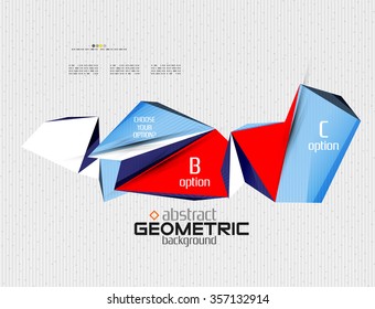 Abstract info banner with options, geometric paper style. Vector illustration