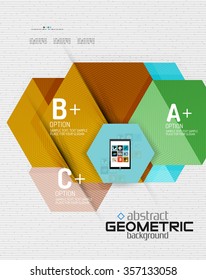 Abstract info banner with options, geometric paper style. Vector illustration