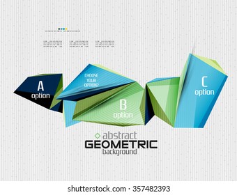 Abstract info banner with options, geometric paper style. Vector illustration
