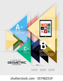 Abstrakter Info-Banner mit Optionen, geometrischer Papierstil. Vektorgrafik