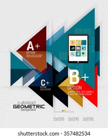 Abstract info banner with options, geometric paper style. Vector illustration