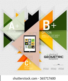 Banner de información abstracta con opciones, estilo de papel geométrico