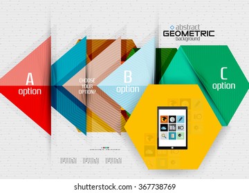 Abstract info banner with options, geometric paper style