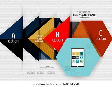 Abstrakter Info-Banner mit Optionen, geometrischer Papierstil