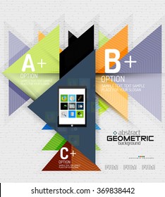 Banner de información abstracta con opciones, estilo de papel geométrico
