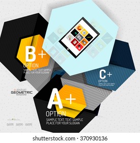 Banner de informações abstratas com opções, estilo de papel geométrico