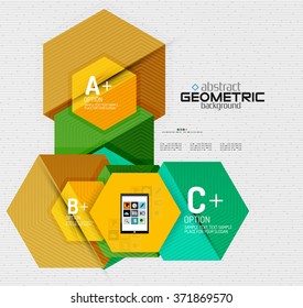 Abstract info banner with options, geometric paper style