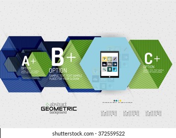 Abstract info banner with options, geometric paper style