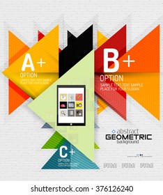 Abstract info banner with options, geometric paper style