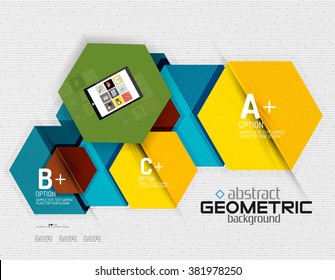 Abstract info banner with options, geometric paper style