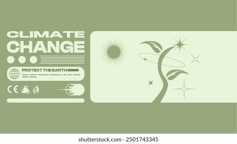 Abstract Info Bar Template about Environmentalism and Climate Change in Flat Style, Bold Brutalism Concept Illustration