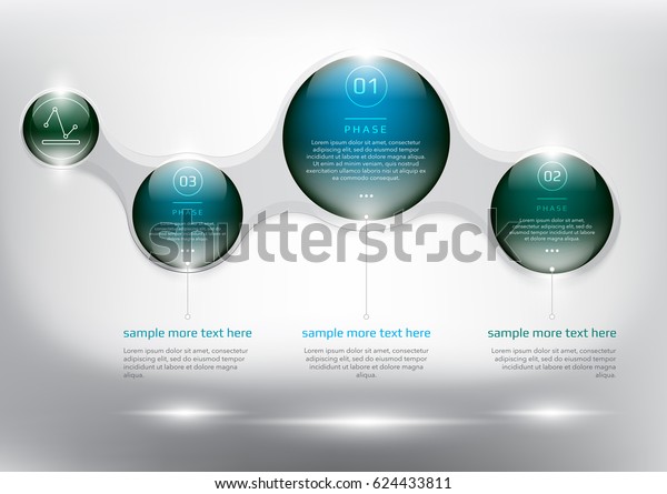 Abstract info graphic with circle\
elements. Glossy and transparent on the white panel. Use for\
business concept. 3 parts concept. Vector illustration.\
Eps10.