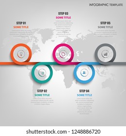 Abstract info graphic with colored rounds line template