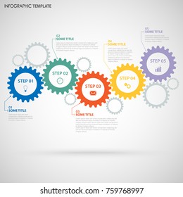 Abstract Info graphic with design flat gear wheels template