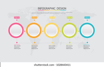 Abstract  info graphic template with a five steps . Business circle with options for diagram, web design. Vector,illustration.