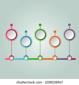 Abstract info graphic template with a five steps . Business circle with options for diagram, web design. Vector,illustration.
