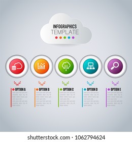 Abstract info graphic template with a five options . Can be used for workflow layout for diagram, web design. Vector,illustration.
