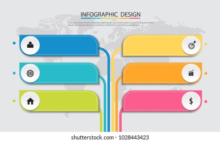 Abstract  info graphic template with a six steps . Business circle with options for diagram, web design. Vector,illustration.