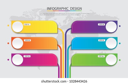 Abstract  info graphic template with a six steps . Business circle with options for diagram, web design. Vector,illustration.