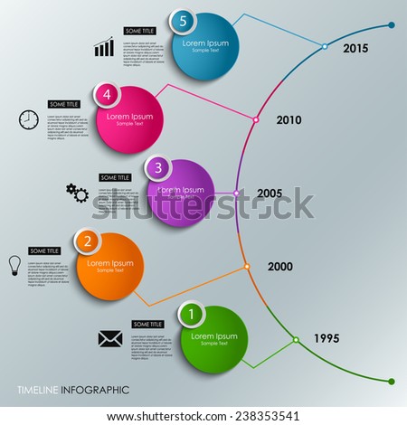 Abstract info graphic time line colored round element template