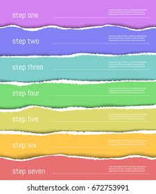Abstract info graphics. Torn paper shadowed edges. Template for your design works. Vector illustration.