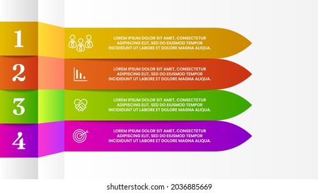 Resumen Infografía de los elementos del gráfico de visualización de datos empresariales con pasos Opciones de diseño web Estilo de vector