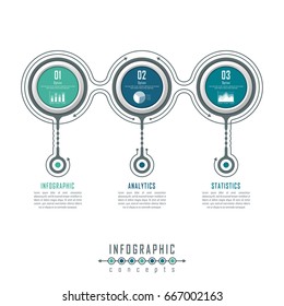 Abstract infographic business template with 3 options, parts, steps or processes. Vector infographic illustration can be used for chart, diagram, web design, presentation, report, workflow layout