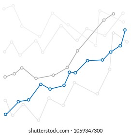 Abstract Infographic Chart On White Background. Chart Up. Business Chart With Uptrend Line Graph Of Stock Market. Flat Style. Stock Graph Sign.