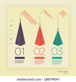 Abstract infographic chart with three options on paper. Eps 10 vector graphic.