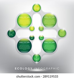 Abstract infographic with circle elements. Glossy and transparent on the white panel. Use for ecology, environment  concept. Vector illustration. Eps10