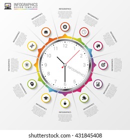 Abstract infographic. Clock. Modern design template. Vector illustration